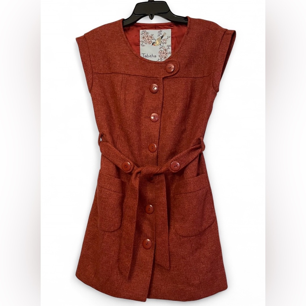 NEW Tabitha from Anthropologie Button Up Sleeveless Rust Dress Womens Size Small
